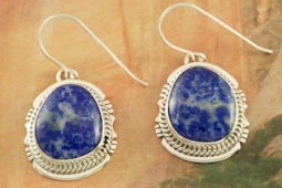 Genuine Lapis Diopside Sterling Silver Earrings